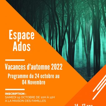 Mairie de Torcy - Programme de L’Espace Ados, Vacances d’automne 2022